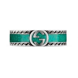 Gucci Interlocking G Turquoise Enamel Ring, 6mm